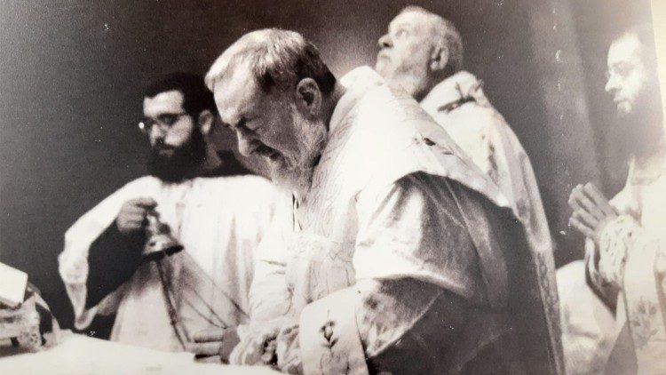 Padre Pio celebrating mass