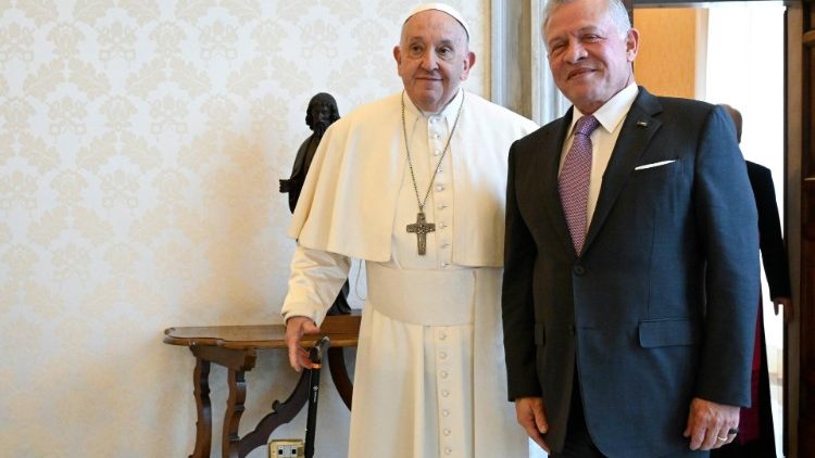 Pope Francis receives the King of Jordan at the Vatican