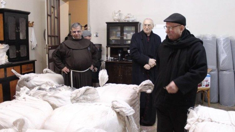 File photo of Cardinal Zenari visiting earthquake victims in Aleppo in 2023