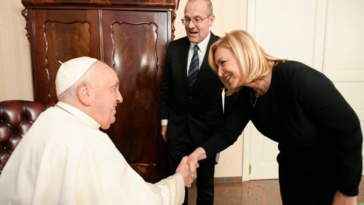 Pope Francis greets EU officials at the Apostolic Nunciature